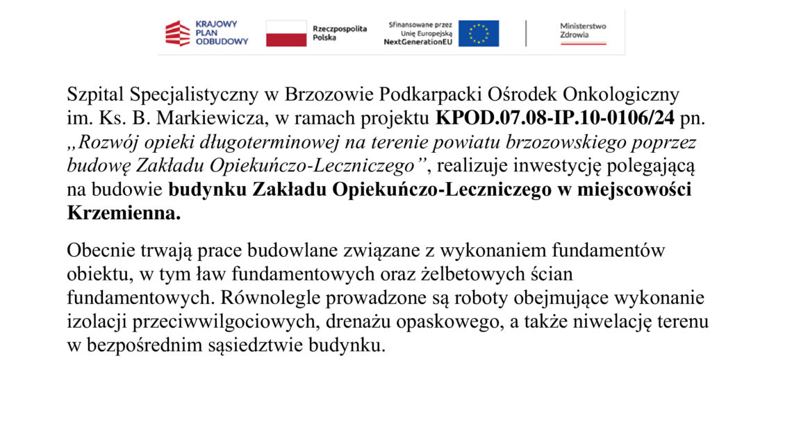 Realizacja projektu KPOD – budowa ZOL w Krzemiennej