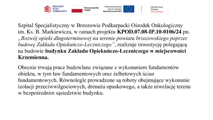Realizacja projektu KPOD – budowa ZOL w Krzemiennej