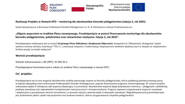 Mentoring dla Absolwentów Pielęgniarstwa – Edycja II (2025)